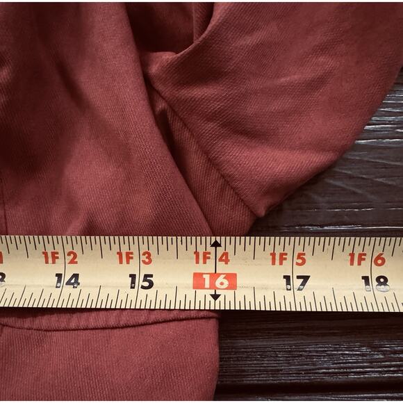 Smocked Back Tie Bohemian Rust Sweetheart Cropped Puffed Sleeves Autumn Blouse L - Picture 4 of 8